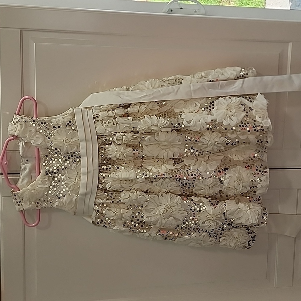 American Princess Cream Floral Sequin Dress